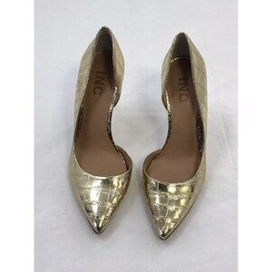 INC Womens Gold Snake Padded Kenjay Pointed Toe Stiletto Slip On Pumps 6M